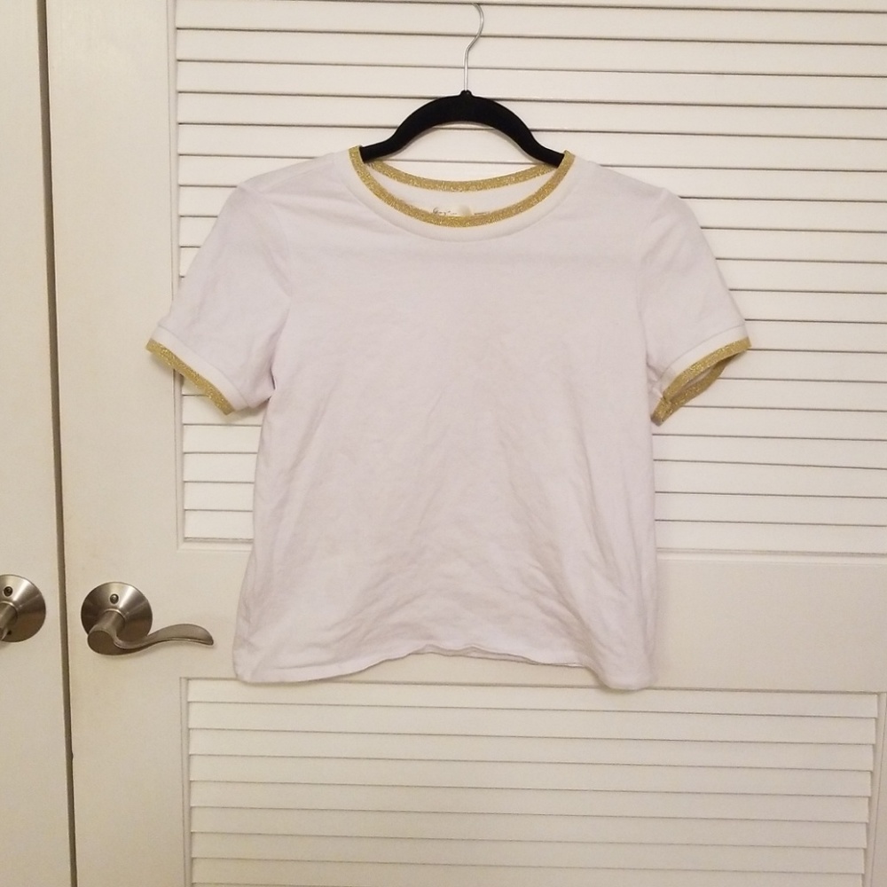 Gaze Gold and White Ringer Crop top